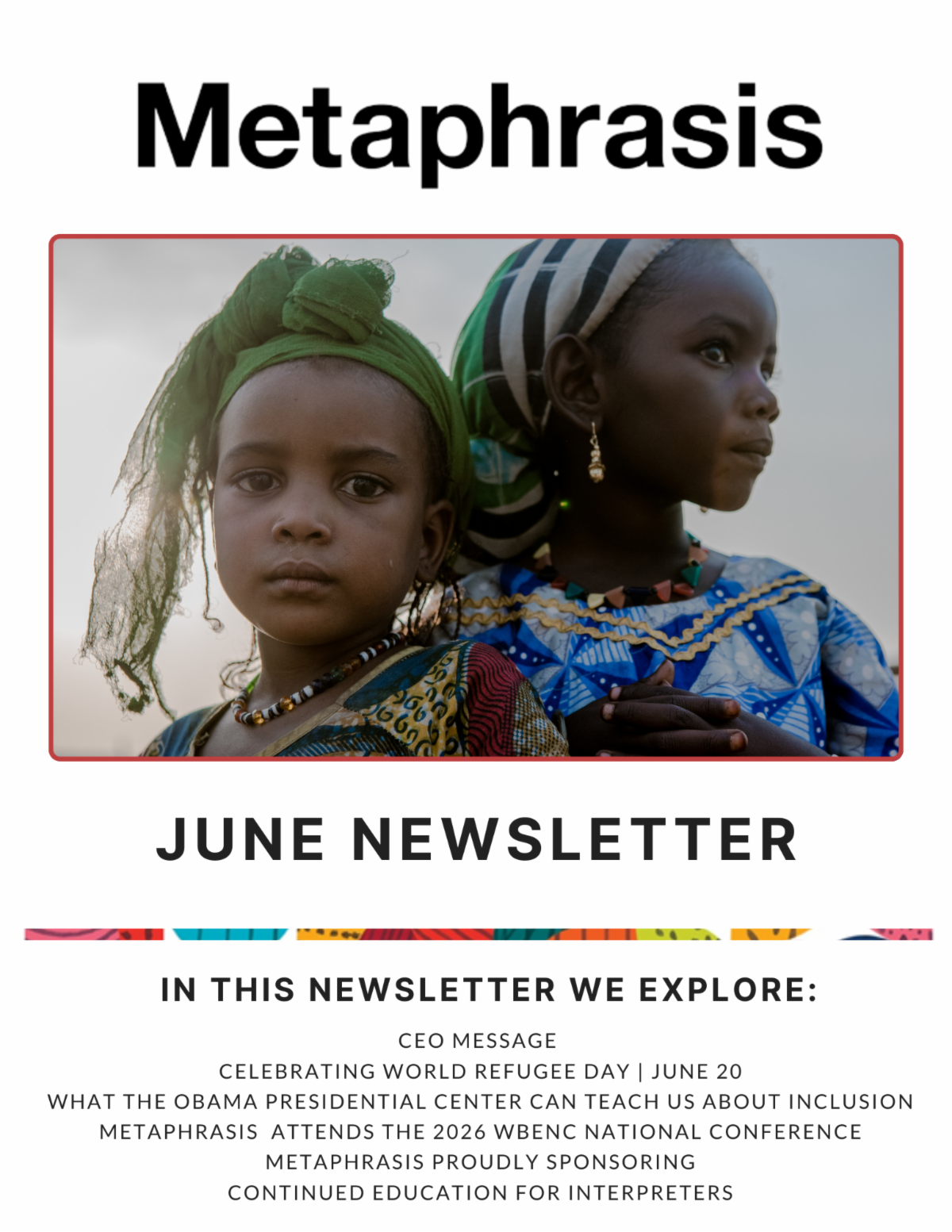 Metaphrasis June 2026 Newsletter Metaphrasis June 2026 Newsletter